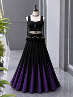Noor Black & Purple Cotton Kali Lehenga Set | Designer Charm Blouse