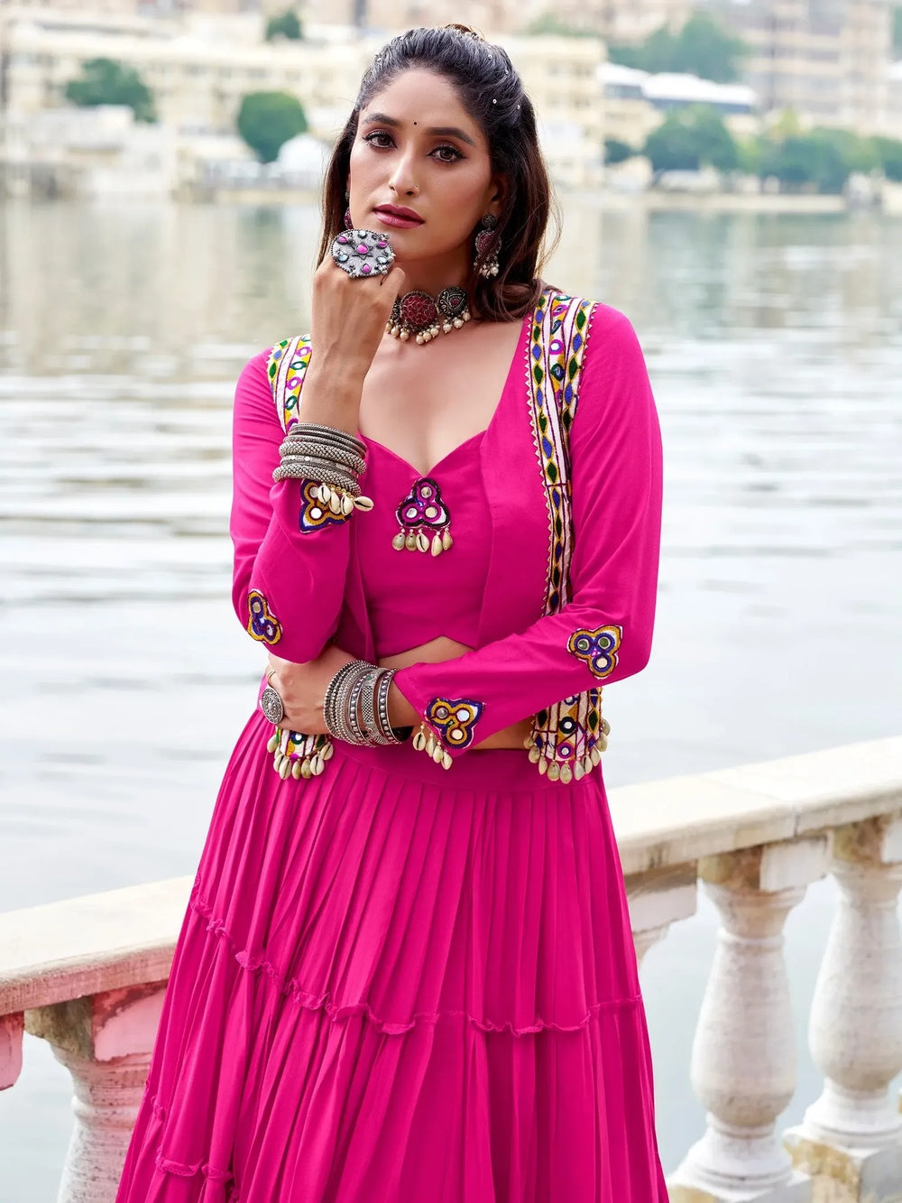 Rajudi Pink Gamthi Heritage Lehenga Set